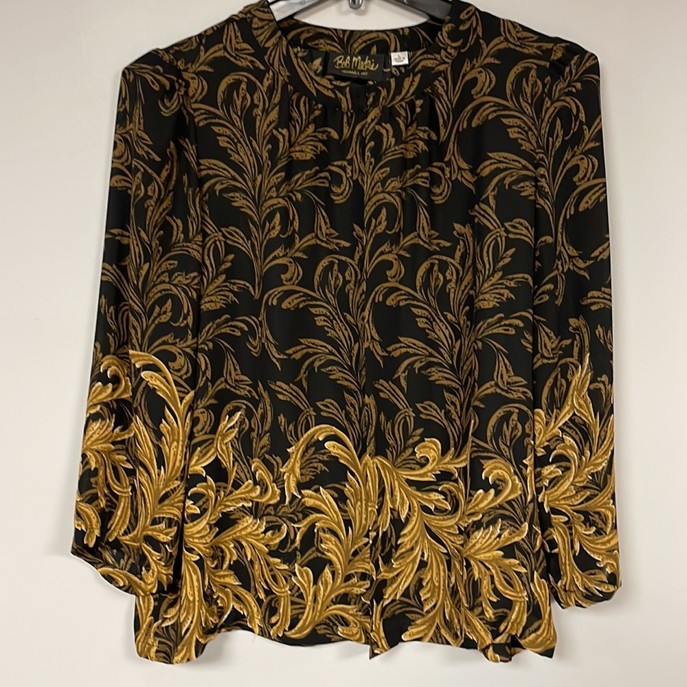 Bob Mackie Wearable Art  Black & Gold Kimono- Type top, L, Great Condition!